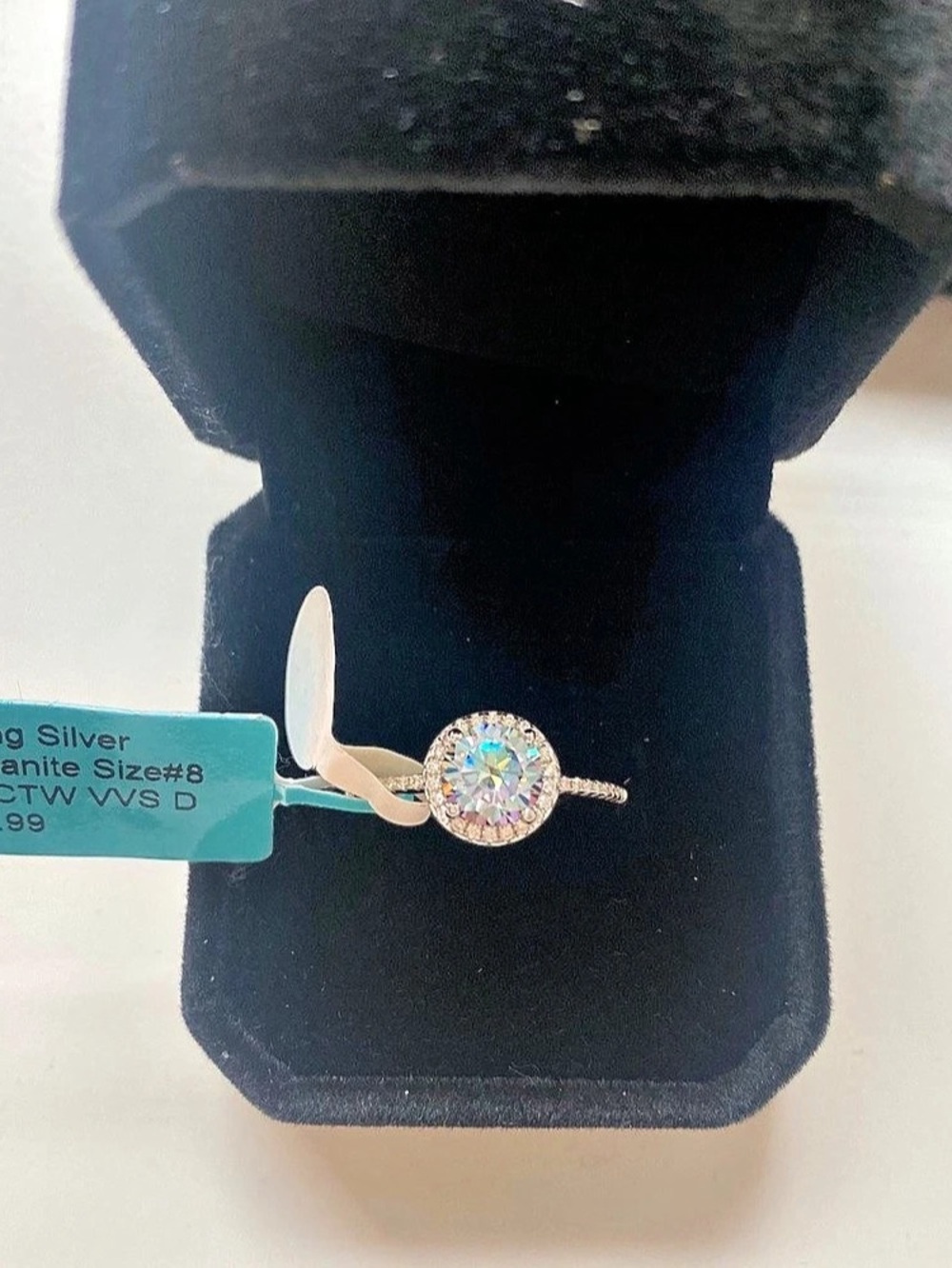 Light Blue Moissanite Engagement Ring Size 8